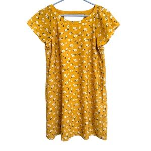 2/$30 Abercrombie & Fitch- Mustard Yellow Floral Short Sleeve Mini Dress XS